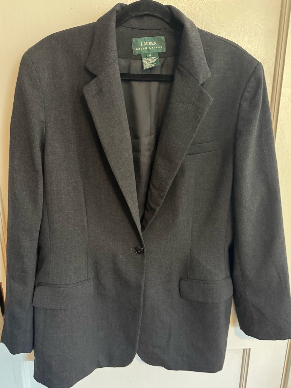Lauren Ralph Lauren Women’s Dark Charcoal Single-Button Wool Blazer Suit 16